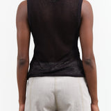 Black Sheer Rachel Comey Rhett Top Long Tank with Open Weave