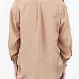 Khaki Gold Brown Silk Button Up Blouse Risa Top by Rachel Comey Designer Brand 