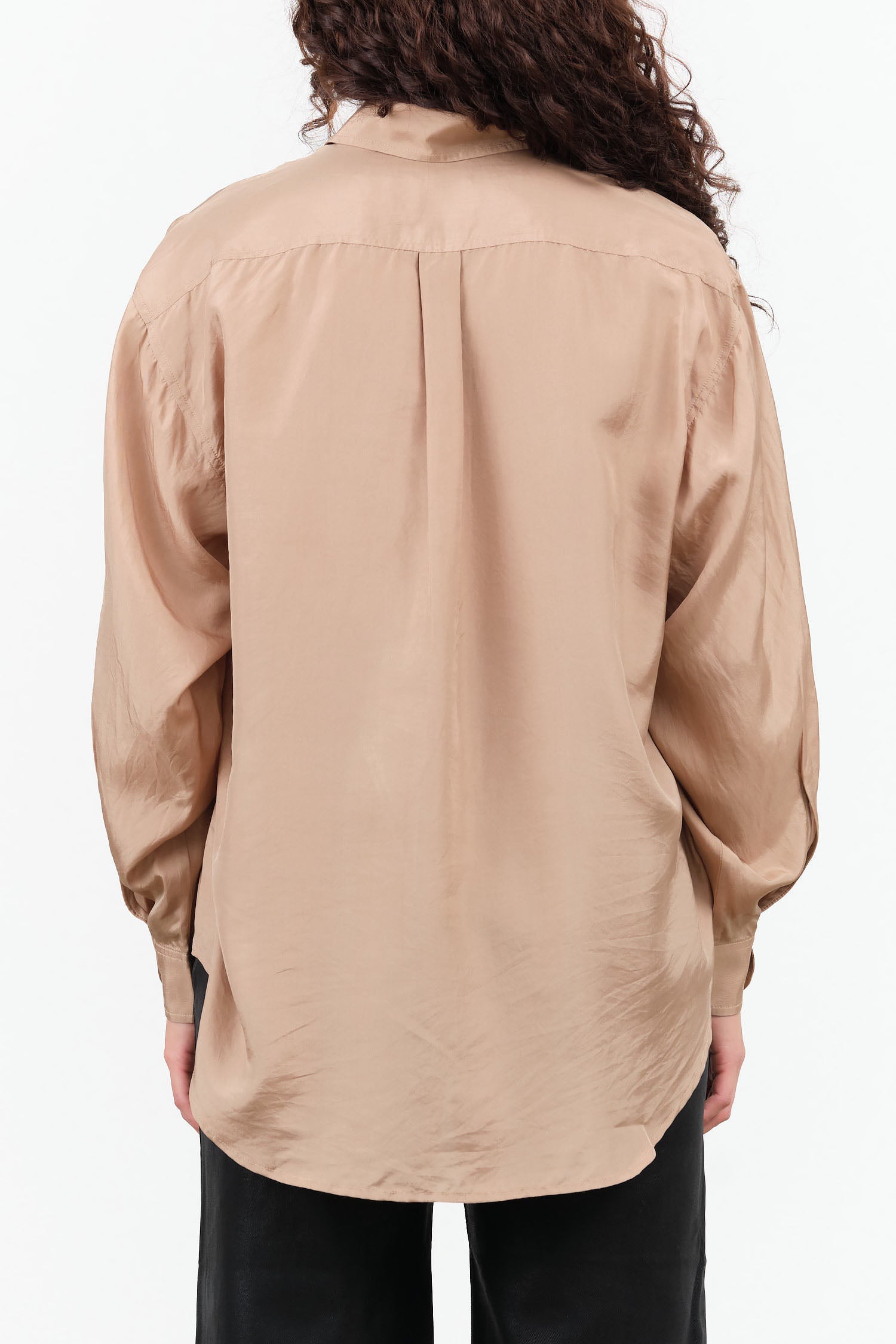 Khaki Gold Brown Silk Button Up Blouse Risa Top by Rachel Comey Designer Brand 