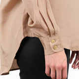 Silk Button Up Blouse Risa Top in Khaki Gold Brown by Rachel Comey Designer Brand 