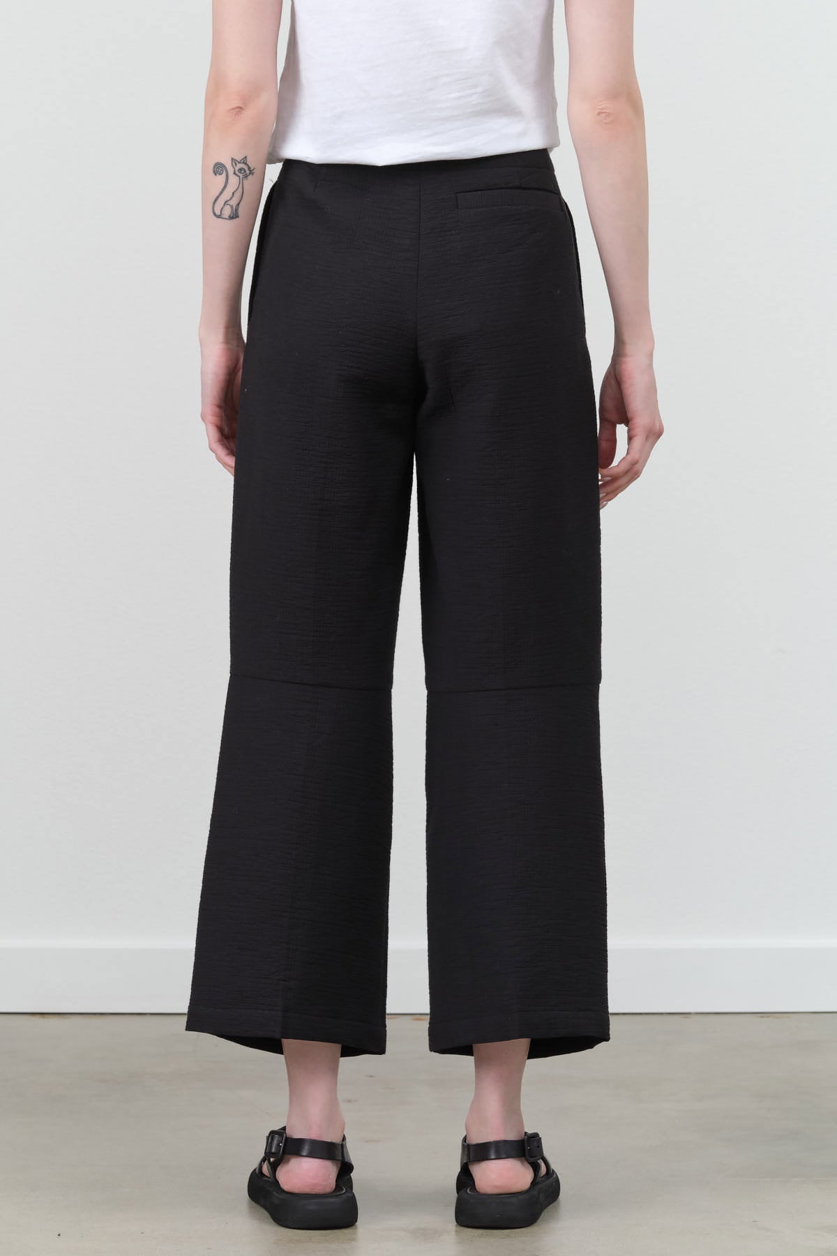 Roa Pant in Black Cropped Wide Leg Trouser with Zipper and Pockets High Waisted by Rachel Comey