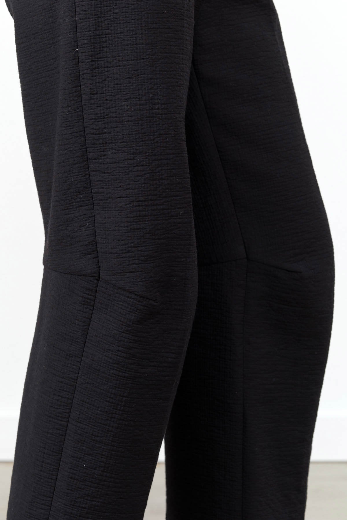 Darted Knee Design on Black Roa Pant with Pockets and Zipper Straight Leg Trouser by Designer Rachel Comey