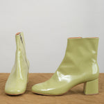 Healed Leather Sugar Bootie in Pistachio with Slim 100%