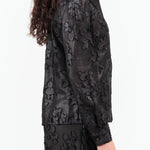 Rachel Comey Designer Brand Long Sleeve Button Up Blouse Tessa Top in Black Floral Print