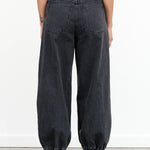 Black Denim High Waisted Tuta Balloon Pant with Cinched Ankles by Rachel Comey Designer Brand