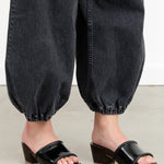 Rachel Comey Designer Brand Black Denim High Waisted Tuta Balloon Pant with Cinched Ankles