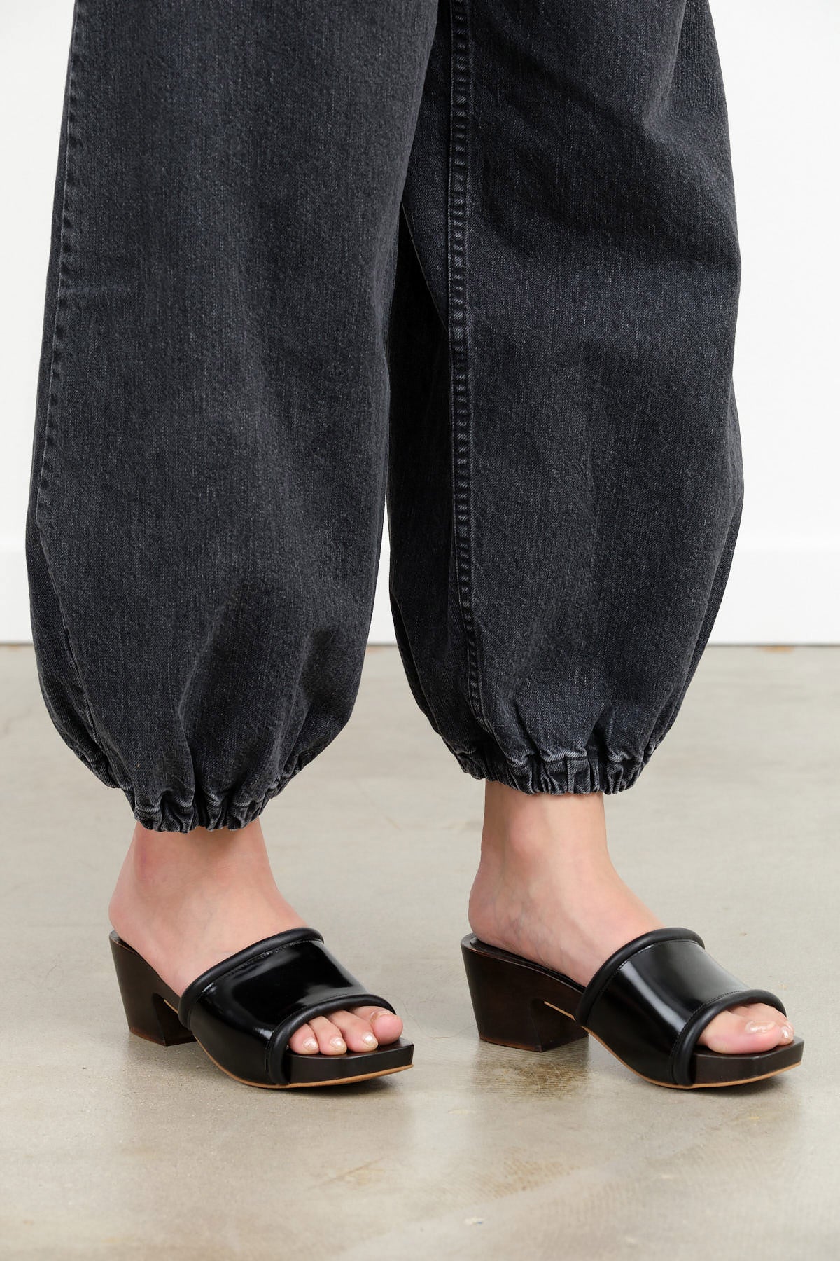 Rachel Comey Designer Brand Black Denim High Waisted Tuta Balloon Pant with Cinched Ankles