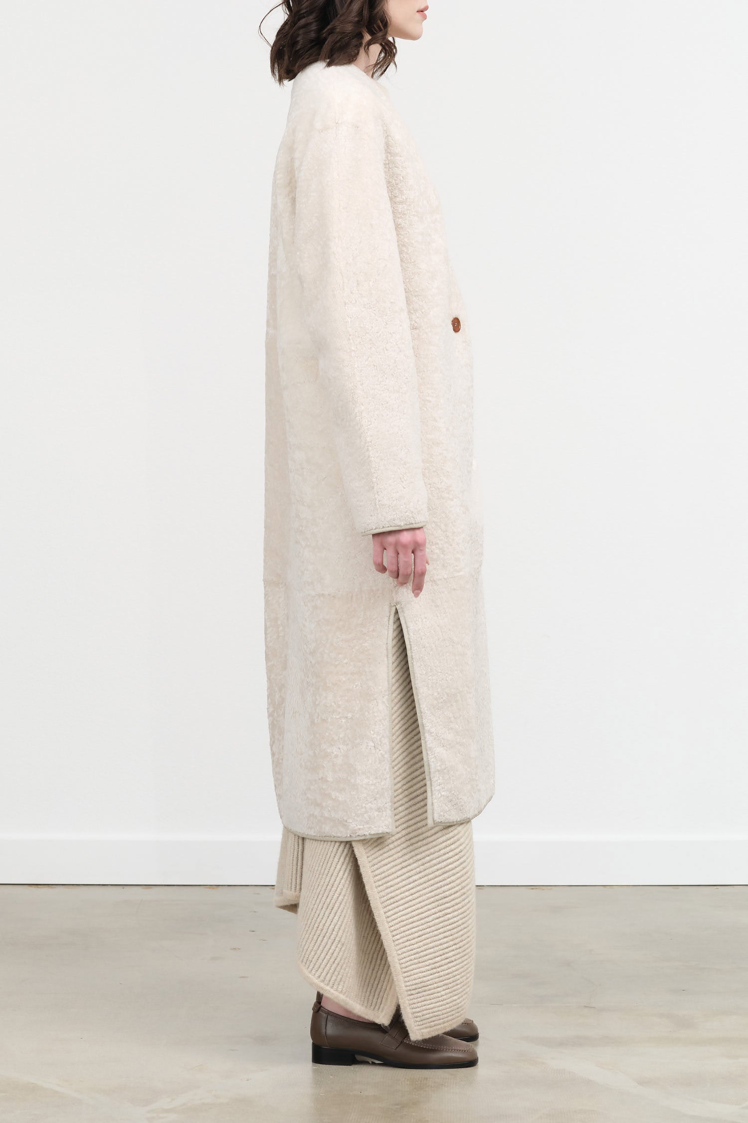 Reversible Vanelli Button Trench Coat in Ivory White Wool by Rachel Comey Designer Brand 