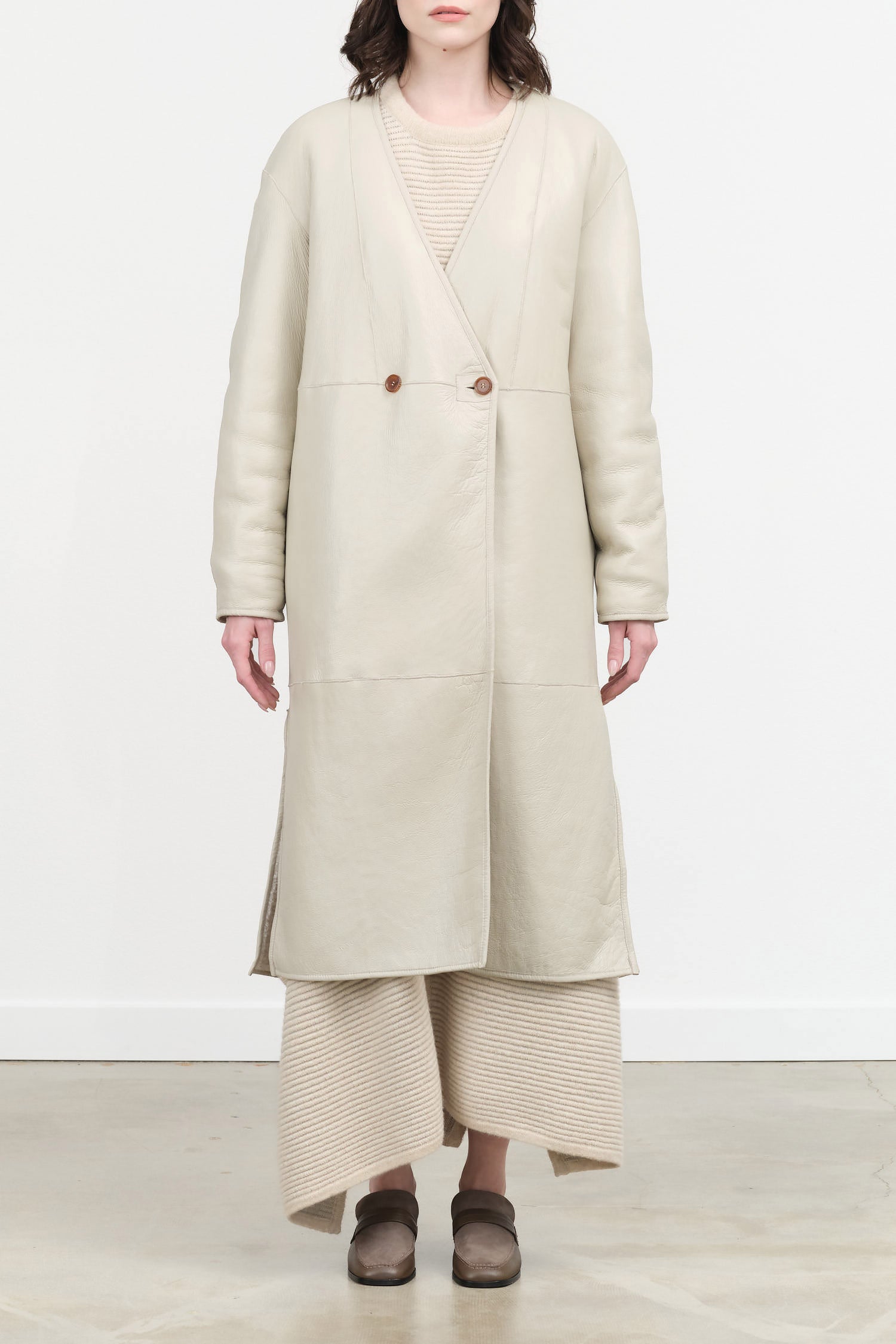 Rachel Comey Designer Brand Reversible Vanelli Button Trench Coat in Ivory White Wool