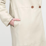 Long Sleeve Ivory White Wool Reversible Double Breasted Vanelli Trench Coat with Pockets by Rachel Comey Designer Brand 