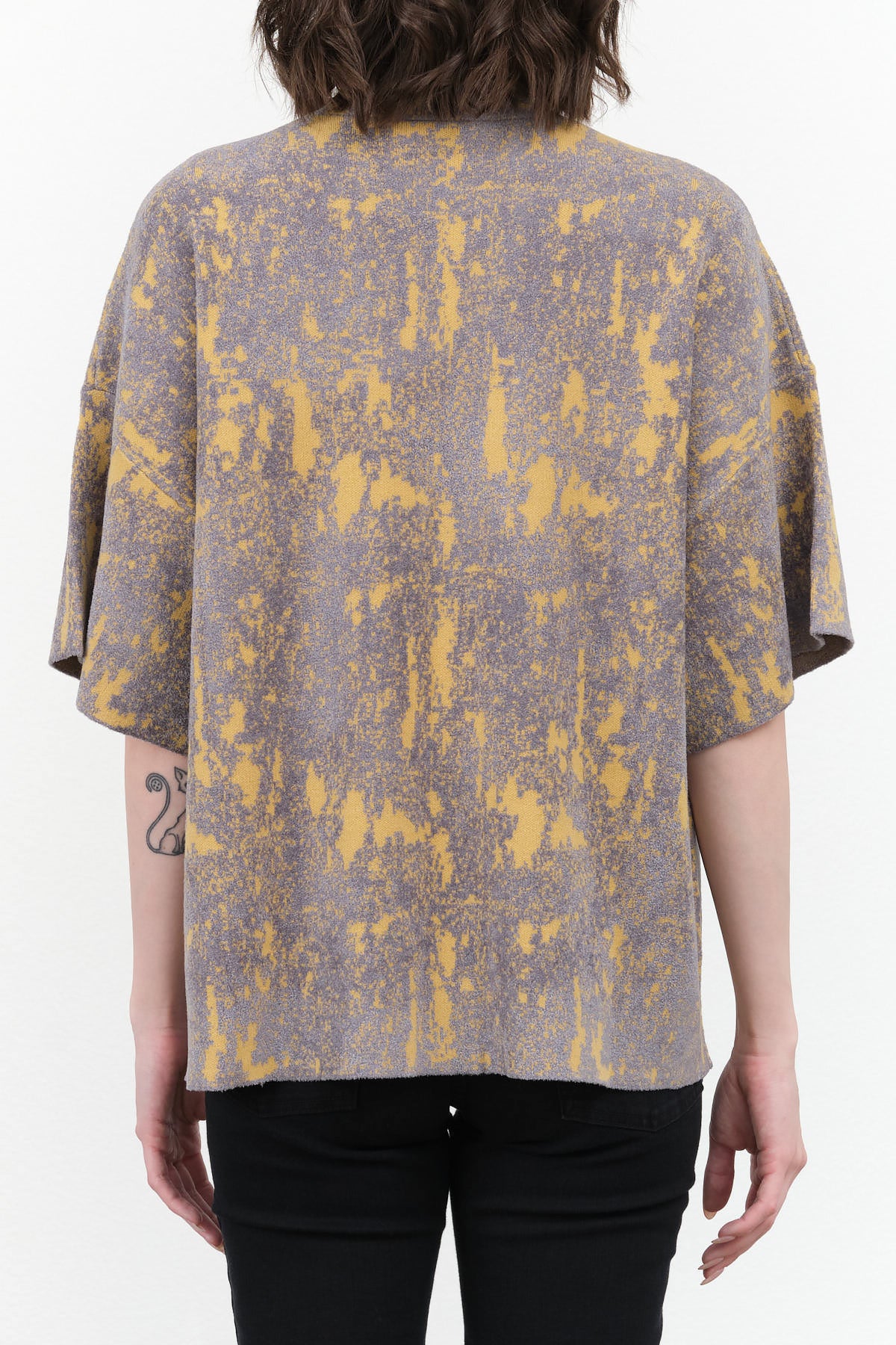 Silver Multi Soft Chenille Jacquard Vilma Short Sleeve T-Shirt by Designer Brand Rachel Comey