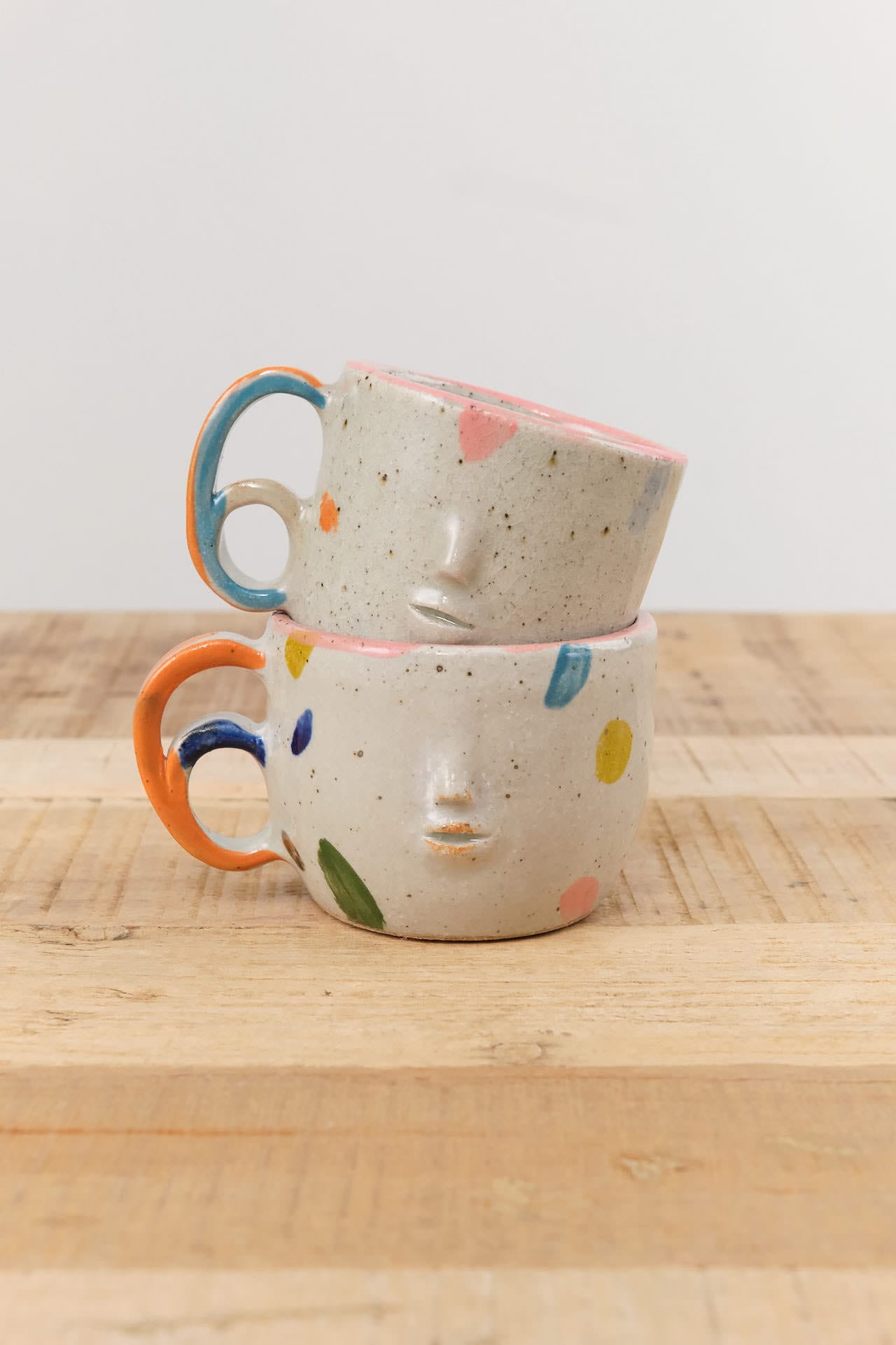 Rami Kim Studio Home CoffeeTea Face Mug with Double Loop Handle Dream x Orange