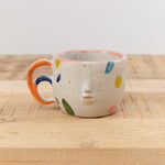 Rami Kim Studio Home CoffeeTea Face Mug with Double Loop Handle Dream x Orange