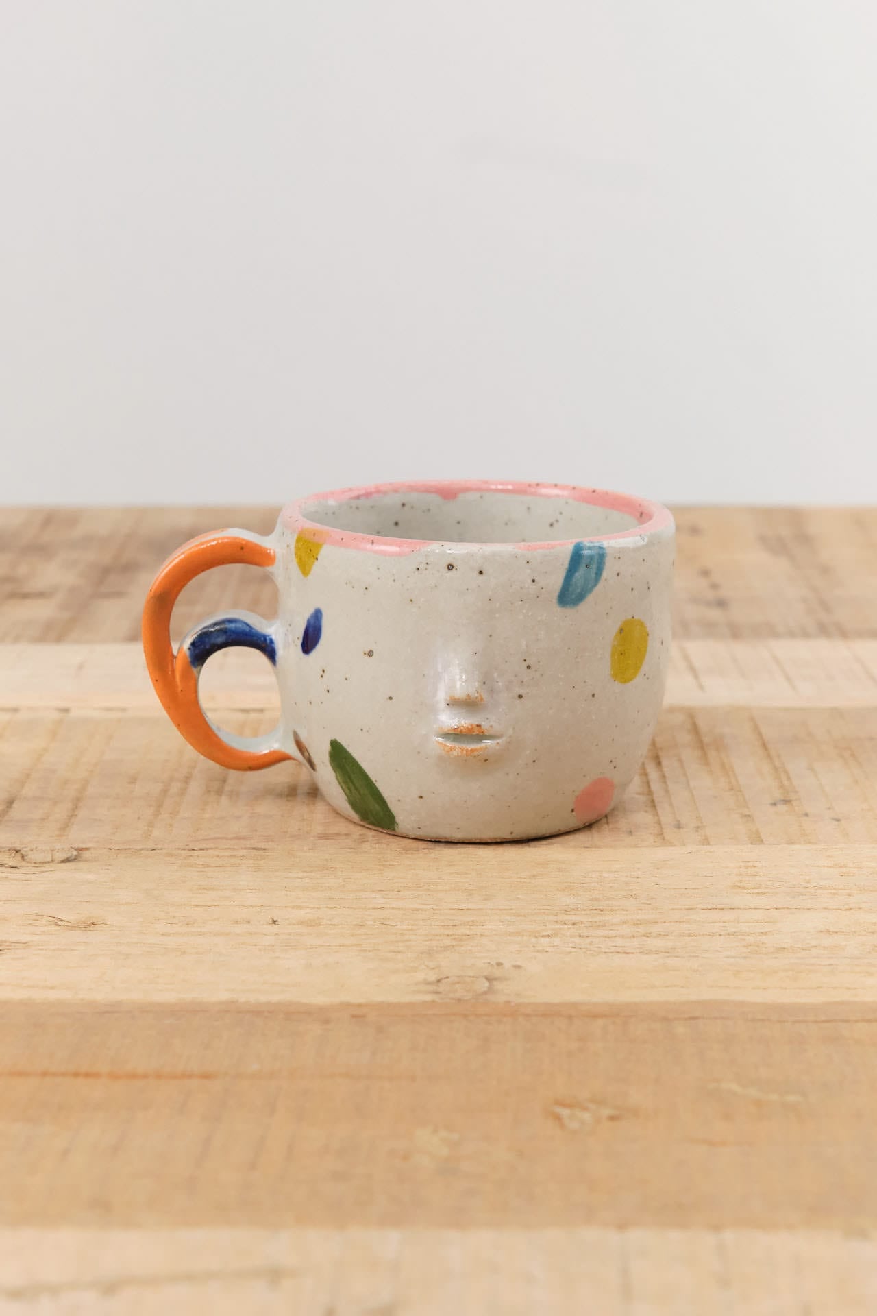 Rami Kim Studio Home CoffeeTea Face Mug with Double Loop Handle Dream x Orange