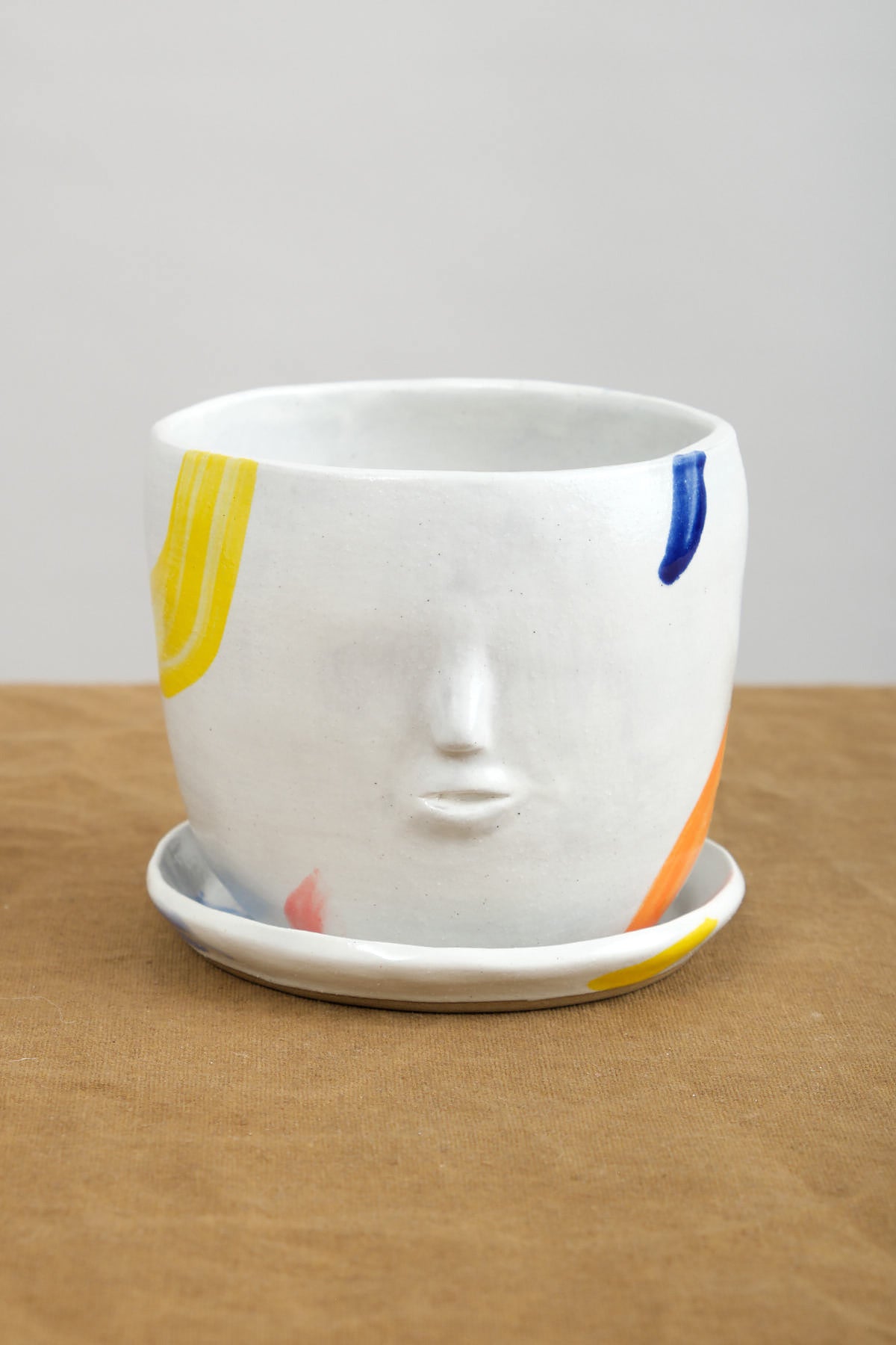 Rami Kim Studio Face Pot Set with Hand painted designs 