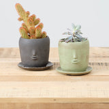 Rami Kim Studio Face Pot Set in Warm Green