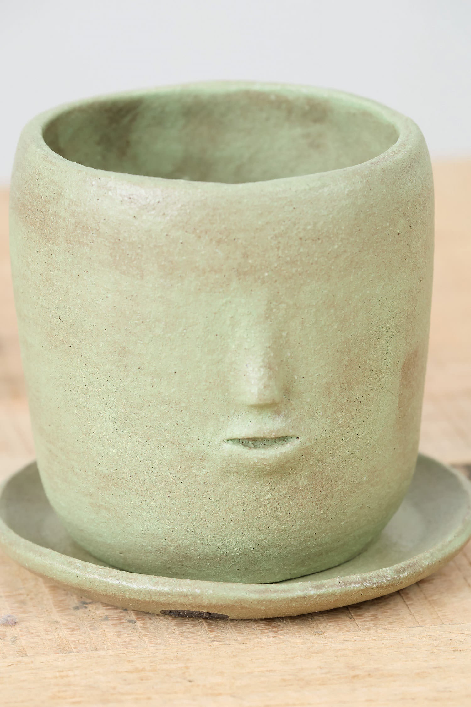 Warm Green Face Pot Set by Rami Kim Ceramics