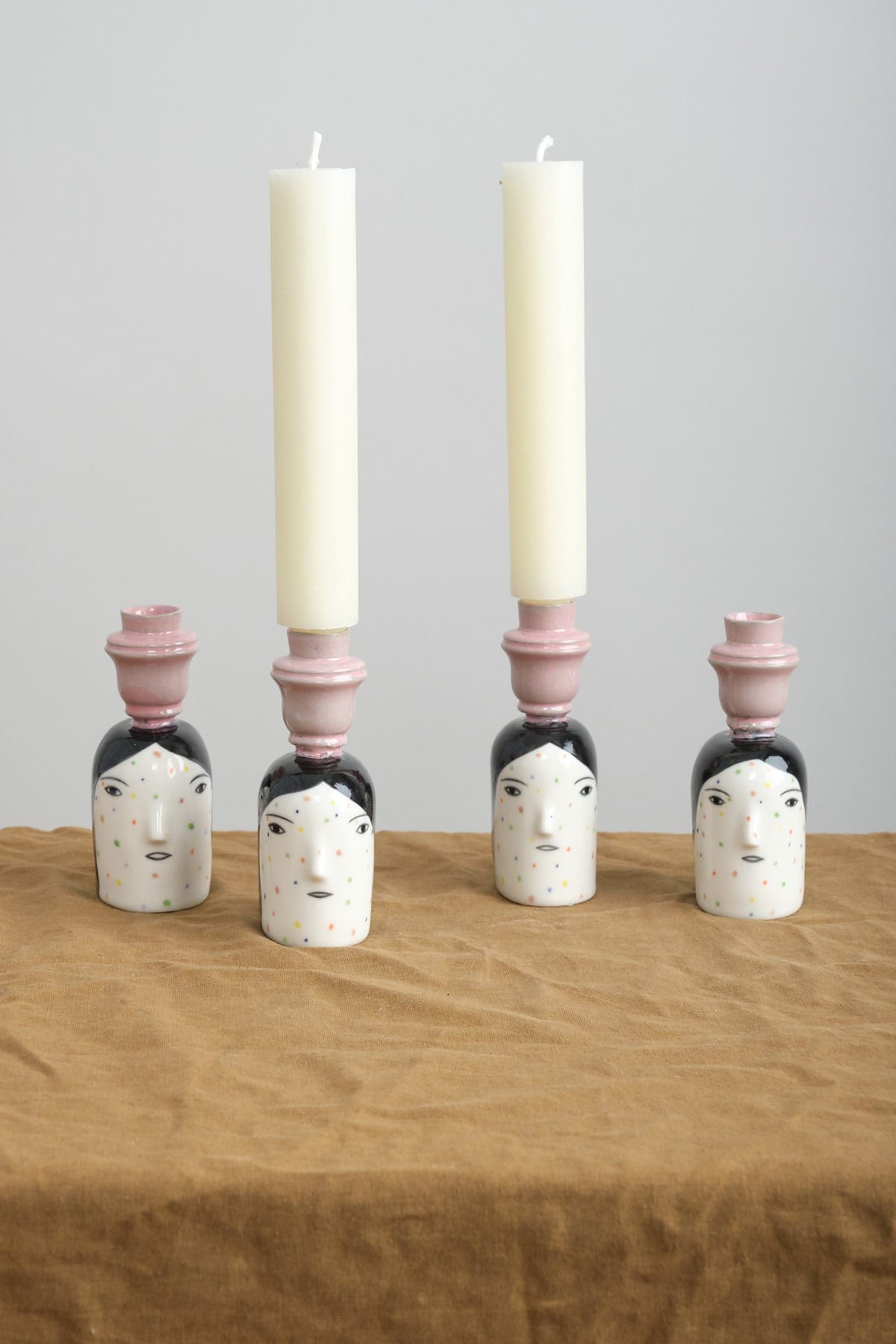 Polkadot Lady Head Candlestick Holder
