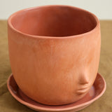 Inside of Face Pot Set in Raw Terracotta