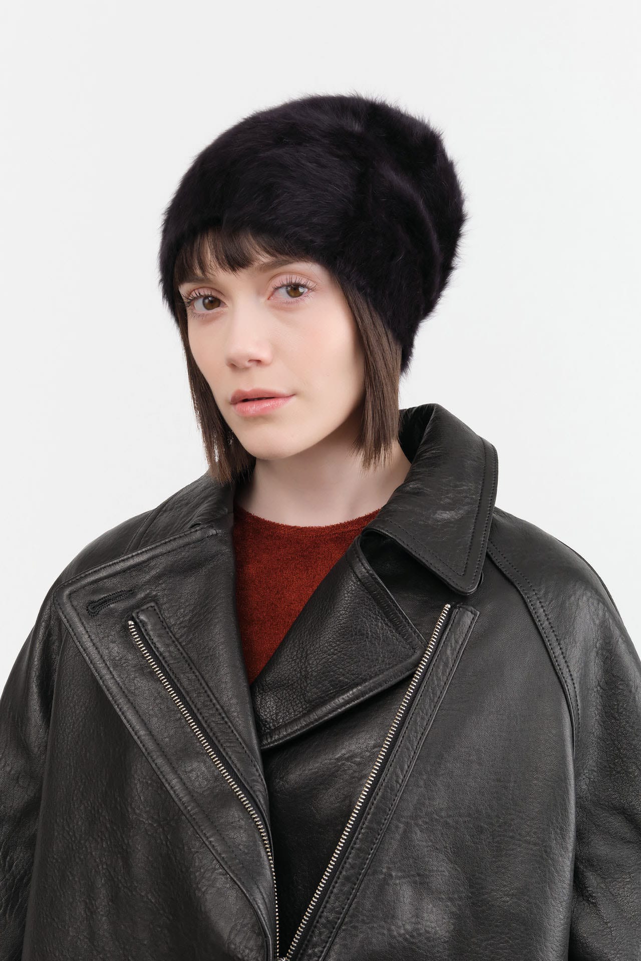Reinhard Plank Accessories Hats Cuffia Angora Beanie in Black Black