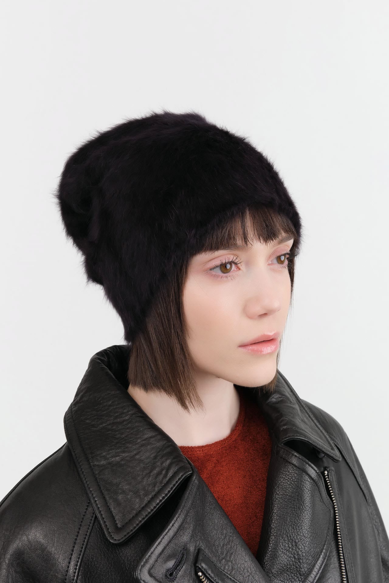 Reinhard Plank Accessories Hats Cuffia Angora Beanie in Black Black