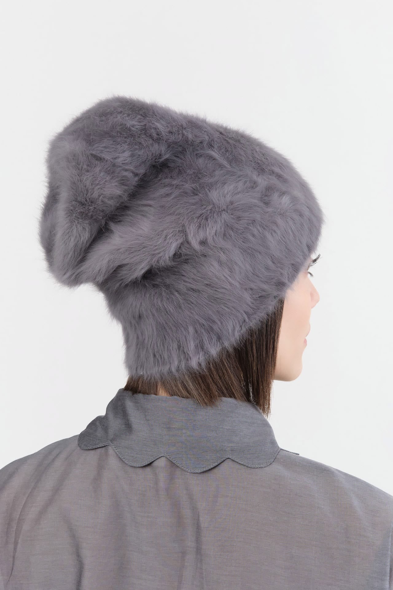 Reinhard Plank Accessories Hats Cuffia Angora Beanie in Grey Grey