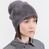 Reinhard Plank Accessories Hats Cuffia Angora Beanie in Grey Grey