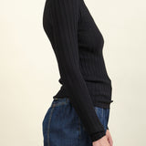 Rachel Comey Designer Long Sleeve Post Top in Black on Sale