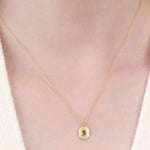 18KY Gold Radiant Necklace with Montana Sapphire by Sarah McGuire Designer