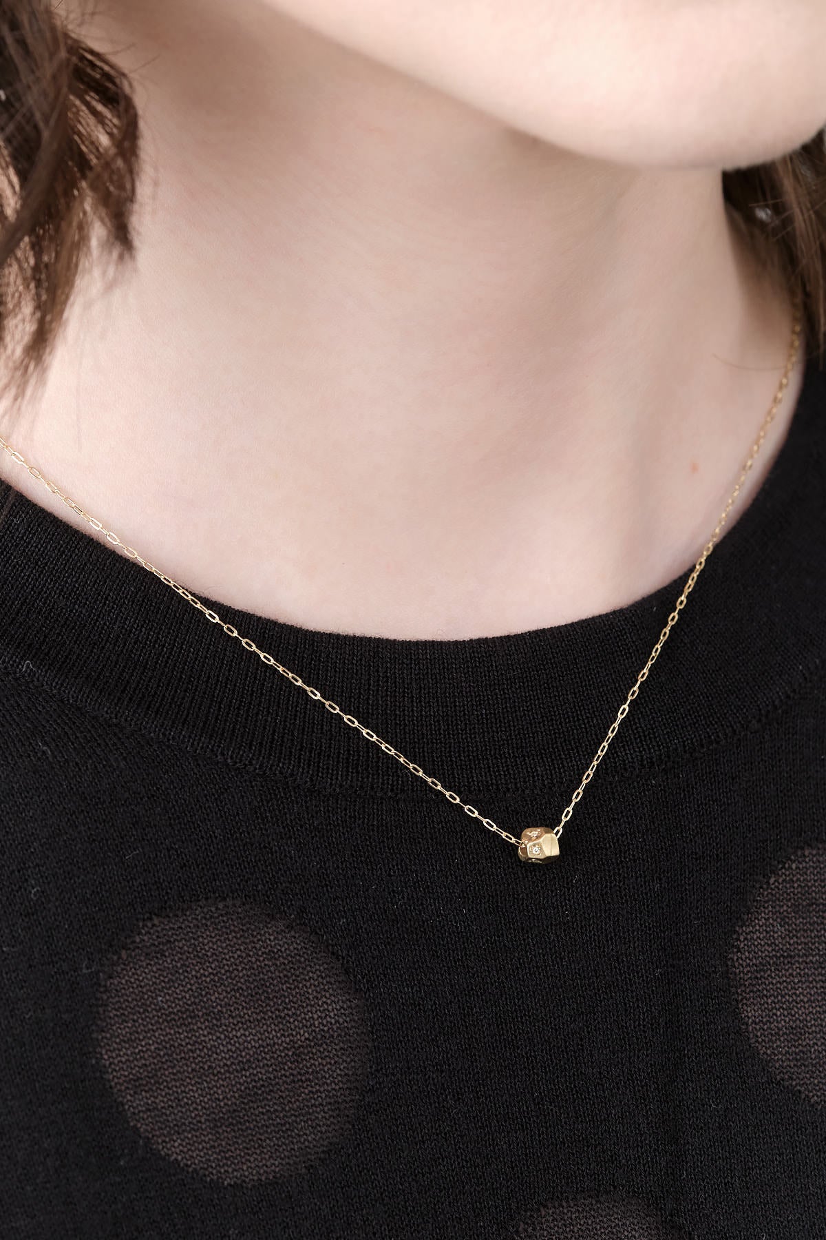 Gold and Diamond Pave Faceted Bead Necklace by Designer Sarah McGuire