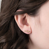 10KY Gold Pave Branch Stud Earrings by Designer Sarah McGuire