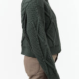 Shaina Mote Designer Brand Zip Up Donegal Jacket Sweater with Collar in Forest Green Knit