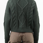 Forest Green Knit Zip Up Donegal Jacket Sweater with Collar by Shaina Mote Designer Brand 