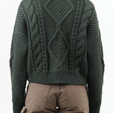 Forest Green Knit Zip Up Donegal Jacket Sweater with Collar by Shaina Mote Designer Brand 