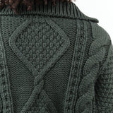 Zip Up Donegal Jacket Sweater with Collar in Forest Green Knit by Shaina Mote Designer Brand 