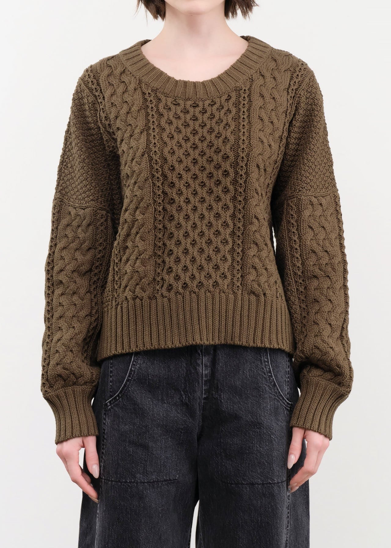Shaina Mote Apparel Womens Sweaters Fisherman Sweater in Umber