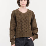 Shaina Mote Apparel Womens Sweaters Fisherman Sweater in Umber