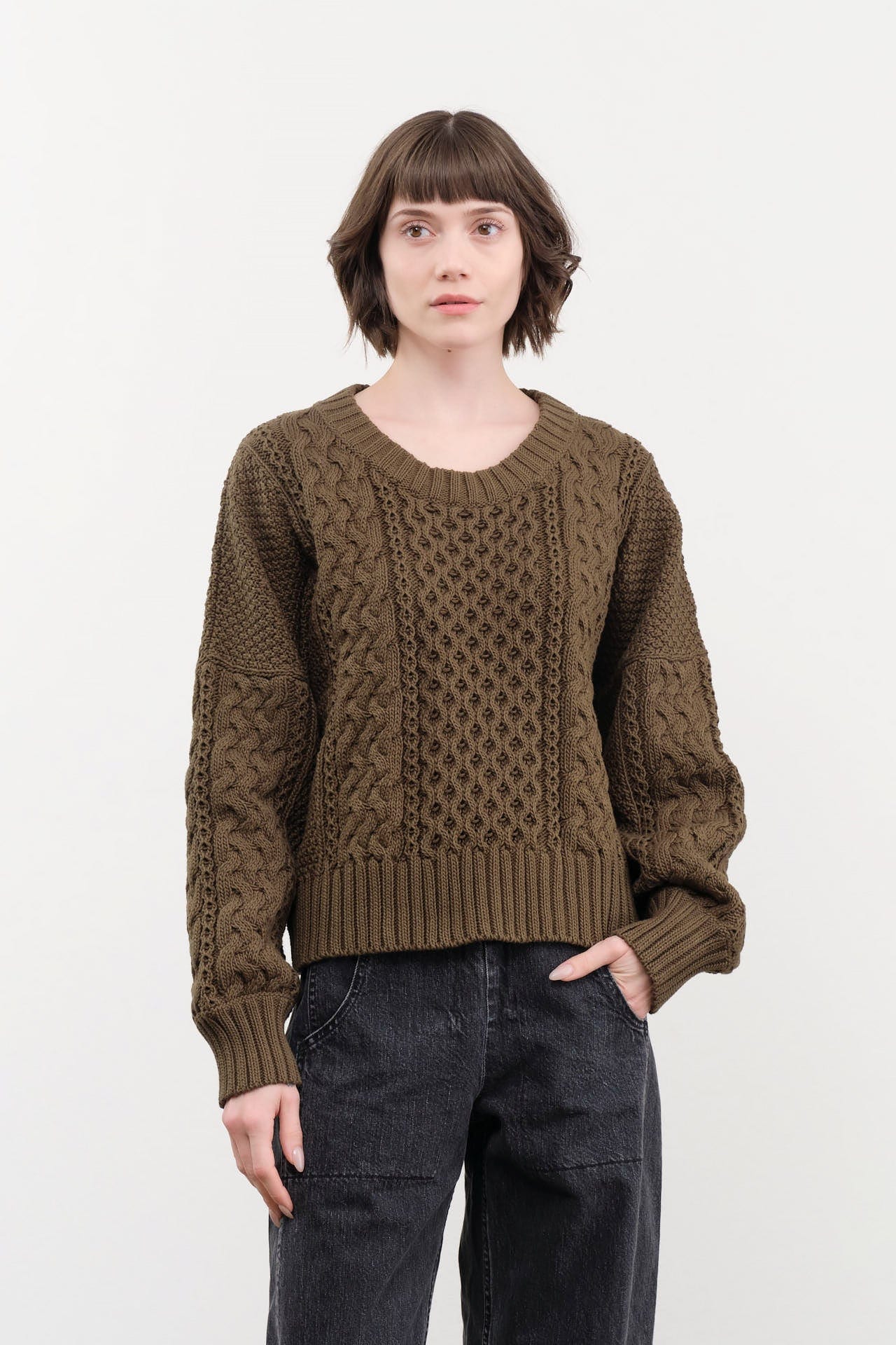Shaina Mote Apparel Womens Sweaters Fisherman Sweater in Umber
