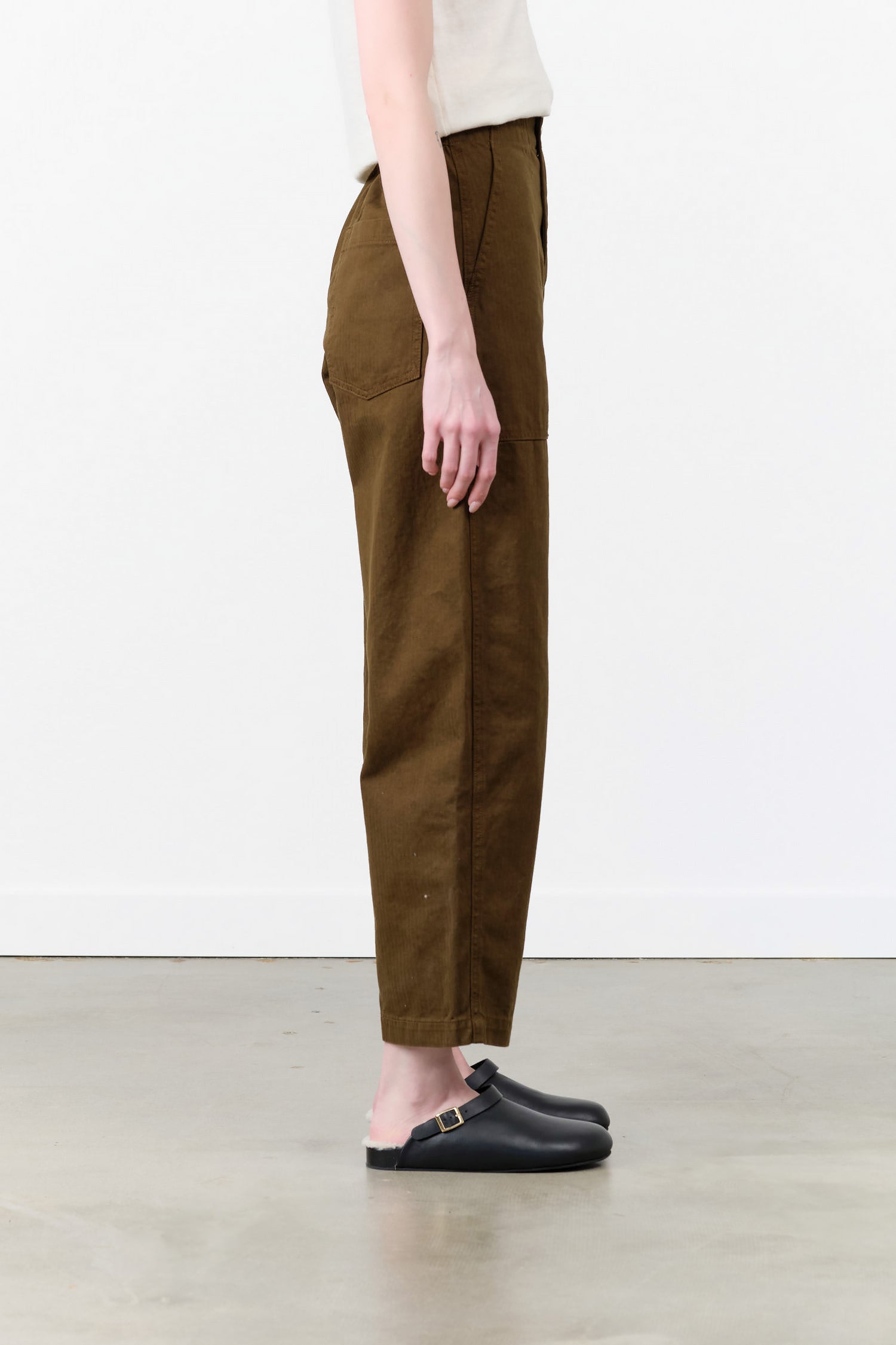 Shaina Mote Designer Brand High Waisted Painter Pant in Dark Olive Green