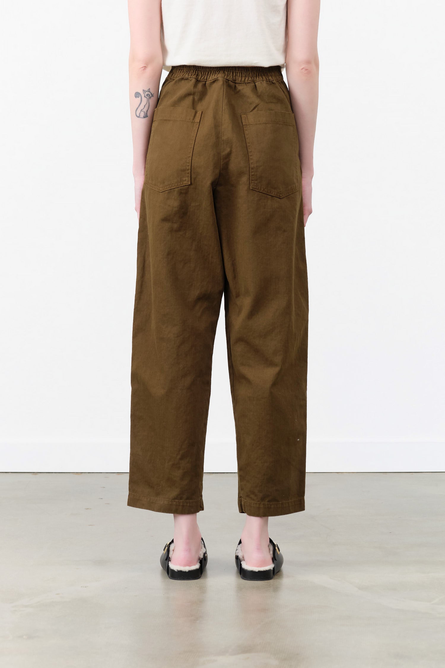 Dark Olive Green High Waisted Painter Pant by Shaina Mote Designer Brand 