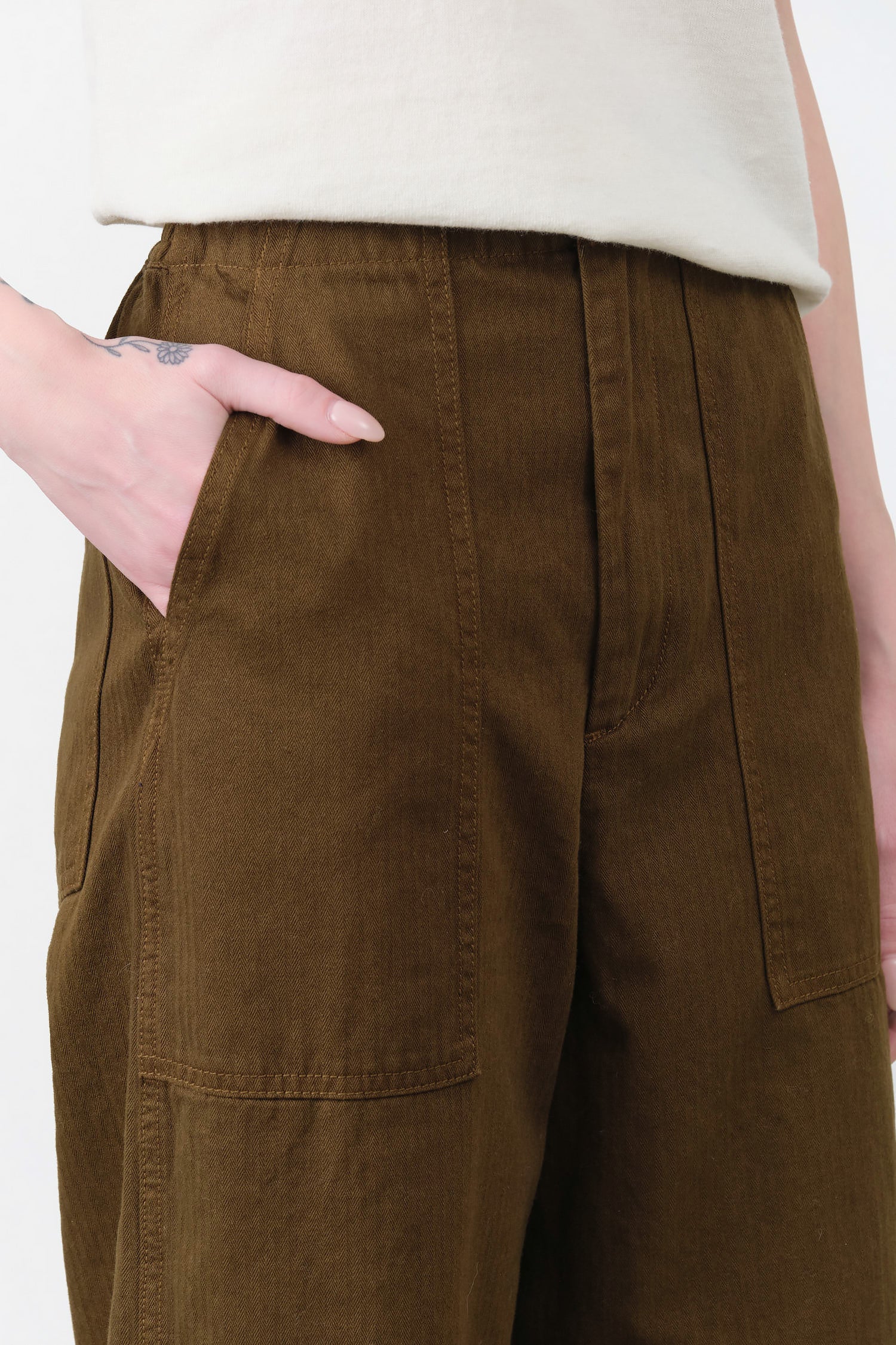 Dark Olive Painter Pant by Shaina Mote