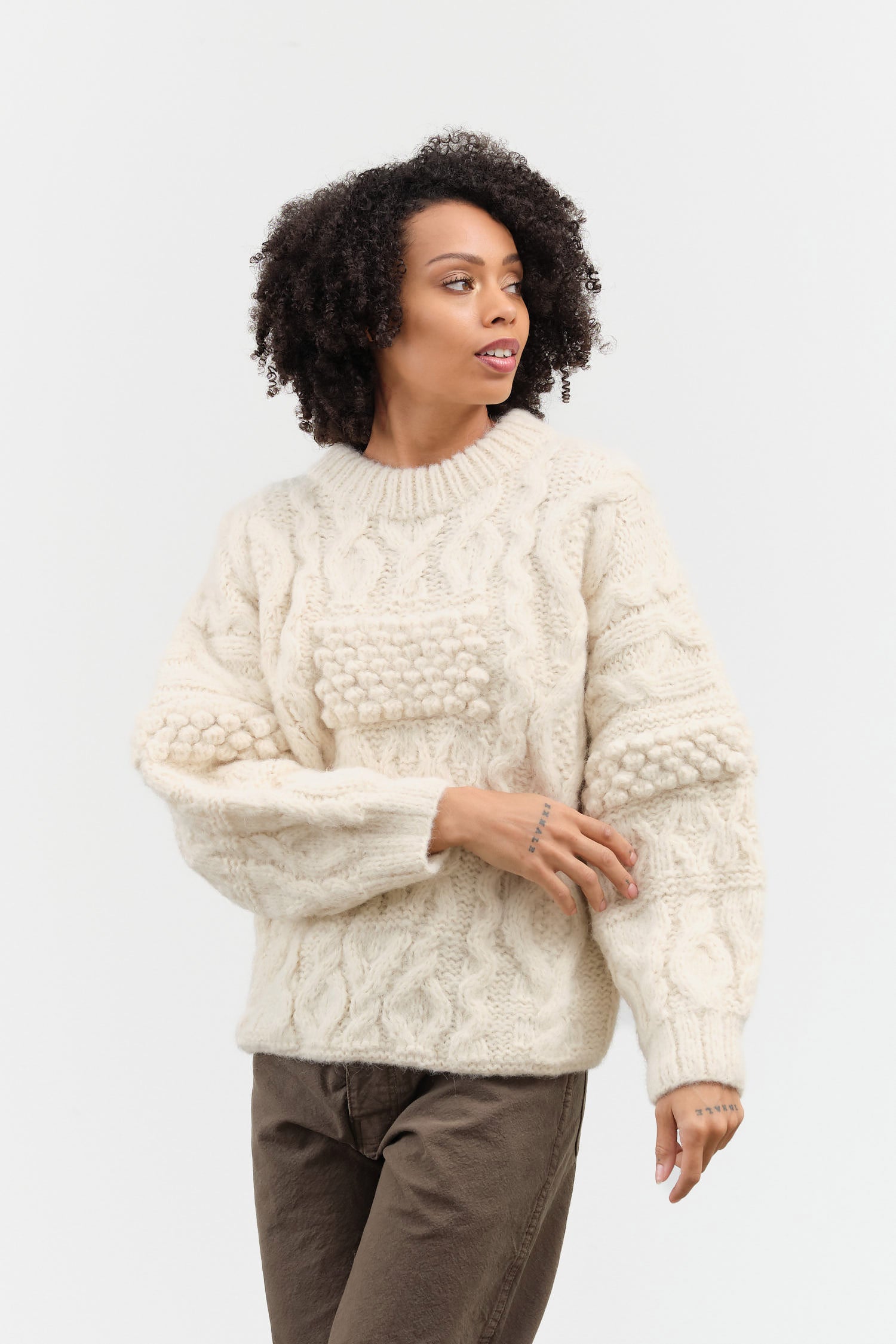 Shaina Mote Patchwork Crewneck in Ivory