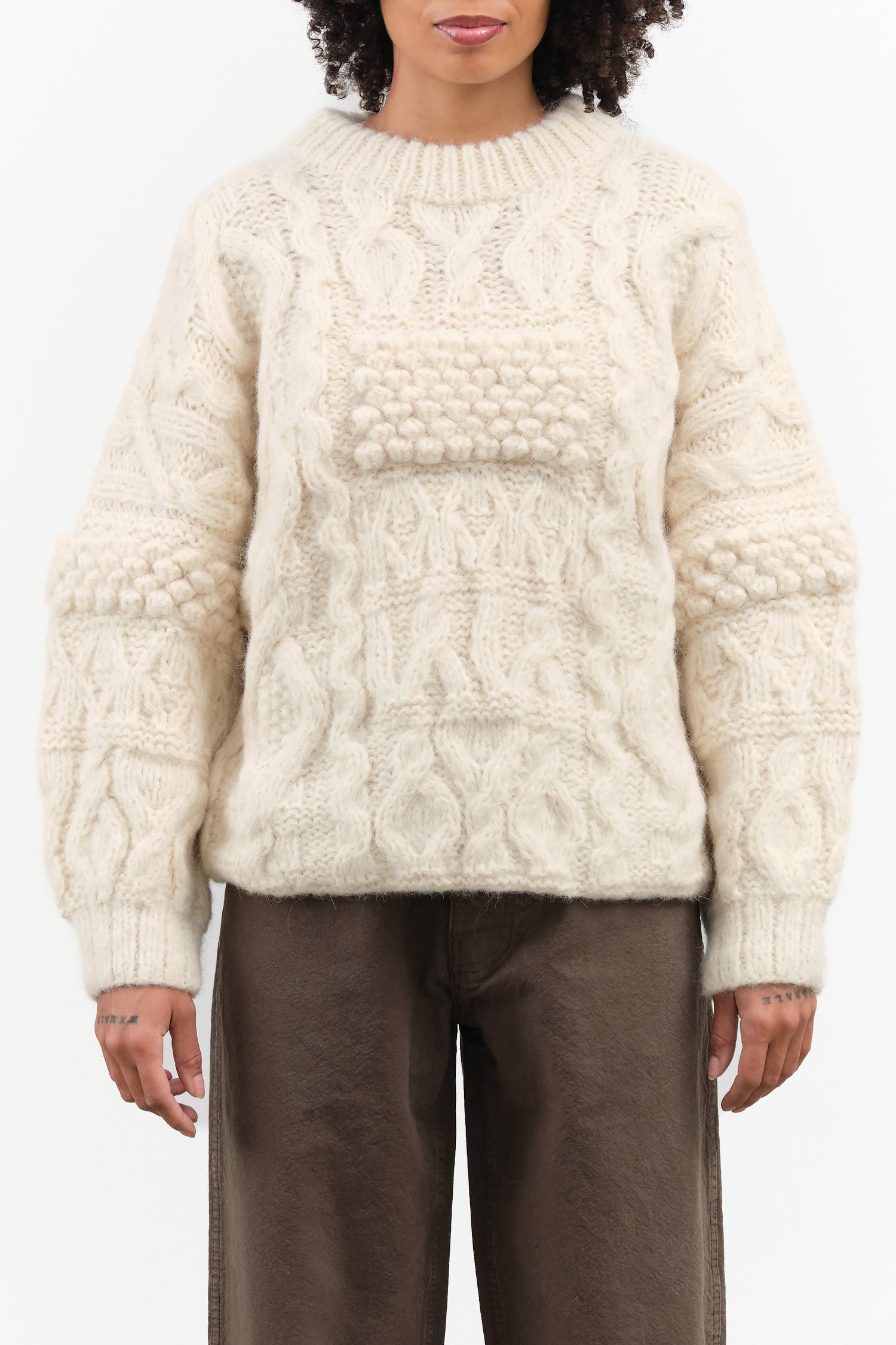 Patchwork Crewneck by Shaina Mote in Ivory