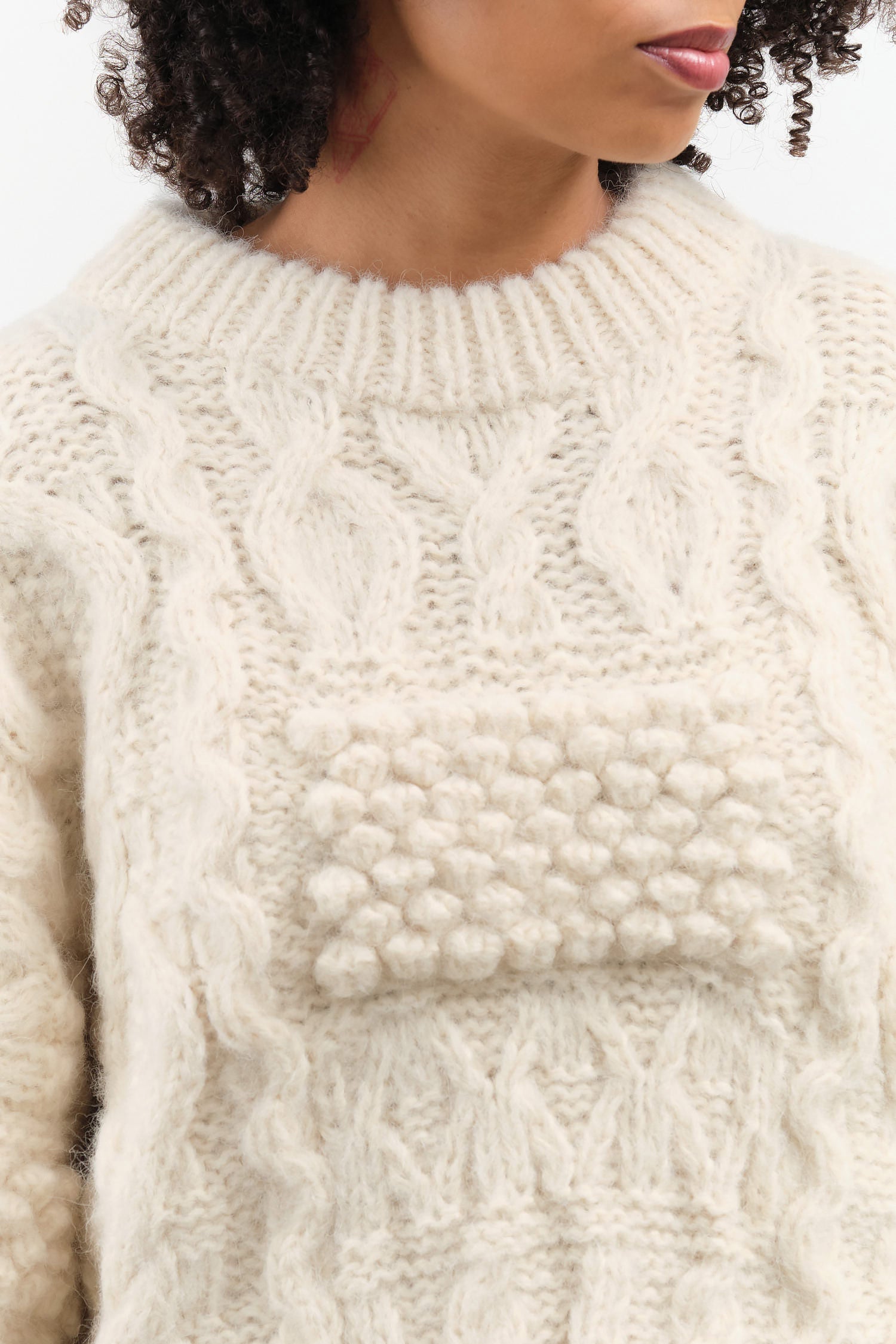 Ivory Patchwork Crewneck by Shaina Mote