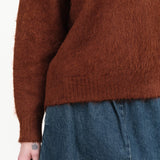 Long Sleeve Alpaca Wool Suri Crewneck Sweater in Russet Orange by Shaina Mote Designer Brand