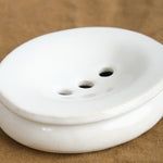 Glossy White Peb Soap Dish with Drainage holes