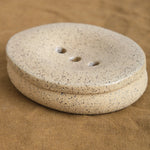 Ceramic Peb Soap Dish in Salt with Speckled Details