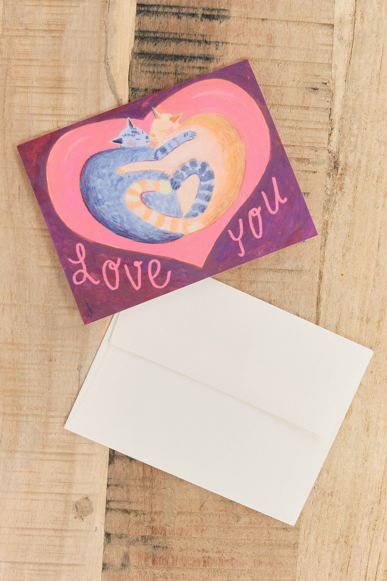 Small Adventure Craft Stationery Cuddling Cats Card