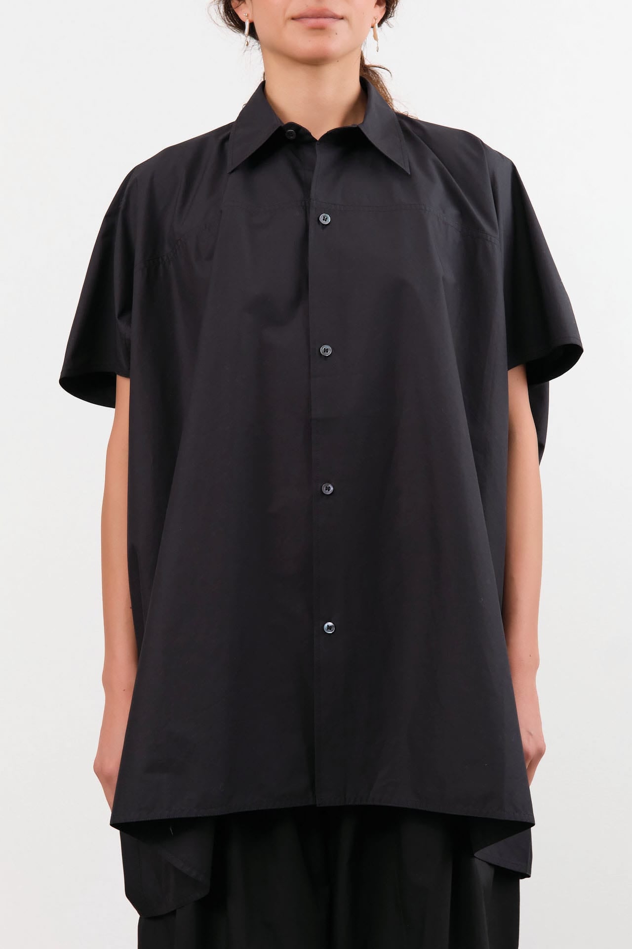 black short sleeve dress shirt womens Womens Short Sleeve Silhouette Twill Shirt (Black) XL / Texas