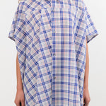 Sofie D'Hoore Apparel Womens Blouses Balder Wide Short Sleeve Shirt in Royal Check